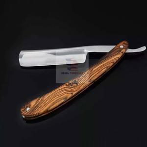 Folding <b>Barber</b> Shaving Razors Wooden Handle Shaving Razors - Product Image 3