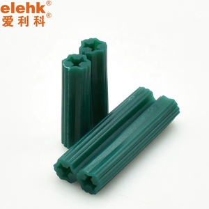 Elehk Green Ribbed Tubular Plastic Drop In Anchor, #10 a #12 <span class=keywords><strong>Tarugo</strong></span> verde 7x30 broca 9/32 Plastic Straight Anchor - Product Image 1