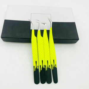 Ensemble de pinces à épiler pour extensions de cils professionnelles à deux tons avec revêtement en poudre et poignée diamantée, couleur et logo personnalisés - Product Image 3