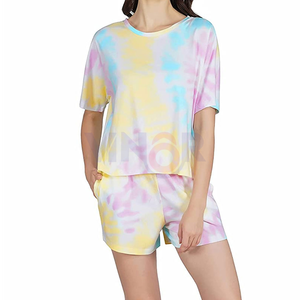 Elegante y cómodo conjunto doble de algodón para mujer, manga corta, patrón sólido, Tops, pantalones cortos, camiseta personalizada, conjunto corto, conjunto doble para mujer - Product Image 2