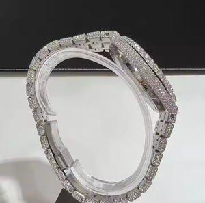 Reloj de Cuarzo de Lujo para Hombre con Diamantes de Moissanita, Caja de Aleación de 5 mm de Grosor, Cristal de Zafiro, Correa de Acero Inoxidable - Product Image 3