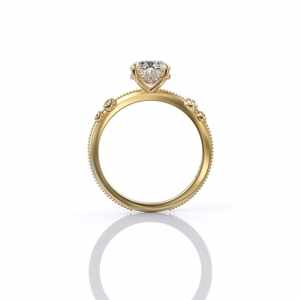 Taille personnalisée pour femme, diamant naturel taille ronde, bague de fiançailles à halo caché, bague solitaire en or massif 14 carats, cadeau d'anniversaire - Product Image 4