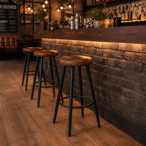 Akku <b>Stool</b> Furniture Industrial Bar <b>Stool</b> Leather Seat Iron Frame | Vintage Loft Bar Restaurant Kitchen Seating | Metal Bar - Product Image 2
