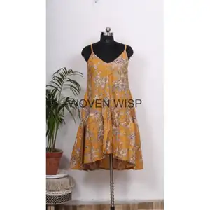 Wholesale OEM Service Halter Neck With Back Less Beautiful Floral Printed Hand Party Wear Long Maxi Dress