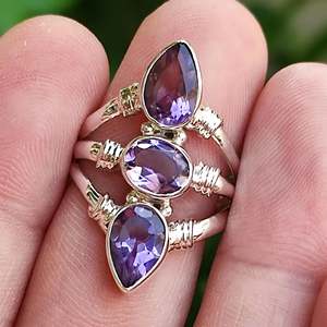 <b>Boho</b> June Birthstone <b>Ring</b> 925 Sterling Silver Oval Cut Amethyst Handmade June Birthstone Jewelry Perfect Gift for Her Birthday - Product Image 3