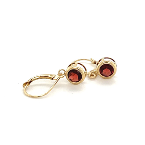 Solid 18k Real Gold Plated Round Red Garnet Clip on Drop <b>Earrings</b> Yellow Gold for Women's Fashion Jewelry - Product Image 3