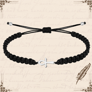 สร้อยข้อมือด้ายสีดำไม้กางเขนอียิปต์เครื่องรางสแตนเลสสำหรับโชคและการป้องกันจี้แฟชั่นและเสน่ห์ - Product Image 5