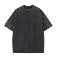 T-shirt Homme Noir Oversize Lavé à l'Acide, Style Vintage, Personnalisé, Grammage Lourd, Vente en Gros OEM