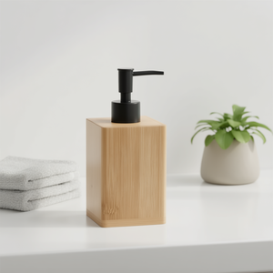 BONNIE Distributeur de savon liquide en bambou noir naturel BN80 41 Gedy avec support et bouteille rechargeable pour salle de bain 7.4x7.4x16.8cm - Product Image 3