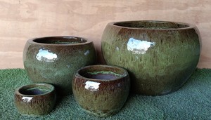 [Anny] Pot en céramique émaillée d'extérieur, jardinière, lot de 3, rouge // Fournisseur de poterie vietnamienne - Product Image 2