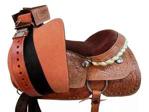 Premium Western Leather Stock Saddle Set Barrel Racing Horse Tack Diseño clásico mecanizado a mano Múltiples tamaños Colores Equitación - Product Image 2