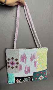 Perles de verre multicolores Poignée de sac faite à la main Sac à main décontracté Artisanat indien Couleur personnalisée Style baguette MS - Product Image 3