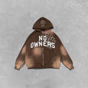 Sudadera con Capucha Personalizada de Felpa Francesa Gruesa de 500 g/m², Sudadera con Capucha con Estampado Serigrafiado, Lavado Desteñido al Sol, Sudadera Cruzada para Hombre - Product Image 4