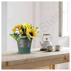 Jardinière ronde prix de gros Pot de fleur galvanisé Jardinières intérieures coniques Décoration pour la maison et le jardin - Product Image 2