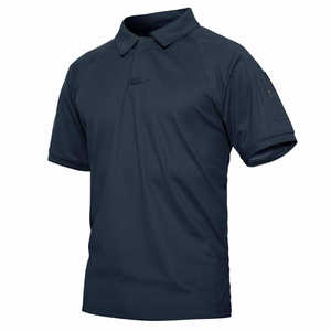 Camiseta de polo personalizada de secado rápido para hombre, camiseta de manga corta elástica de poliéster 100% sólida tácticos para deportes al aire libre - Product Image 2