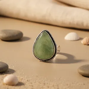 Bohemian Teardrop <b>Jade</b> Cocktail <b>Ring</b> 925 Silver Plated Natural Stone Unisex Daily Wear - Product Image 1