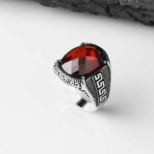 Turkey Azuris VALKH1440 925 Sterling Silver <b>Men's</b> <b>Ring</b> Ottoman Style Natural <b>Black</b> Stone - Product Image 2