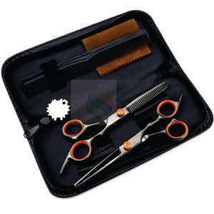 Kit de Tijeras de Peluquería Profesional Ligero, Edición Premium Negra y Azul, Ultra Afiladas, para Corte de Cabello en Salón - Product Image 1