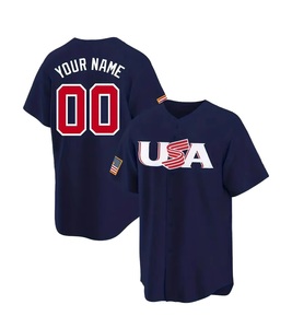 Camiseta de Béisbol Bordada Personalizada al por Mayor, Cuello en V, Botones Completos, Transpirable, 220g, Ropa Deportiva, Camiseta de Práctica de Equipo Personalizada - Product Image 1