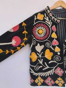Black Suzani Embroidered <b>Jacket</b> Handmade Embroidered <b>Jacket</b> Winter Warm <b>Jacket</b> Women <b>Jacket</b> <b>Hippie</b> <b>Jacket</b> Wholesale From India - Product Image 3