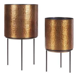 Lot de 3 jardinières en métal décoratives dorées pour la maison pots de fleurs antiques Vases à fleurs à vendre - Product Image 1