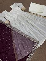 Nouvelle robe pakistanaise en faux georgette trois pièces, broderies et sequins, pour l'Aïd, 4 saisons, entièrement cousue, élégante pour femmes