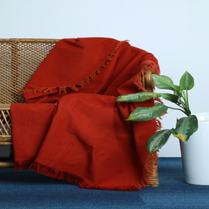 Elegante 100% algodón rojo sofá tiro doble Color flecos patrón tejido de alta calidad suave tamaño personalizado para el hogar Hotel Oficina viaje - Product Image 1