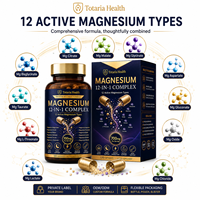 Capsules de complexe de magnésium 12 en 1, 12 types de magnésium actifs, absorption élevée, relaxation, sommeil, muscles, nerfs, OEM, étiquette privée