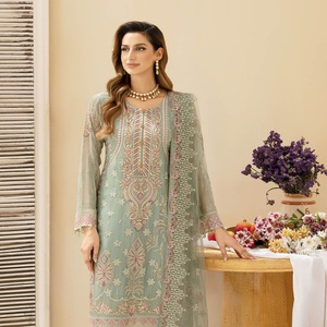 Ramsha Vol A-9 <b>Long</b> Maxi Frock Heavy Embroidered Chiffon Three-Piece Punjabi Suit <b>for</b> Women <b>Eid</b> <b>Dresses</b> Pakistani Salwar Kameez - Product Image 6
