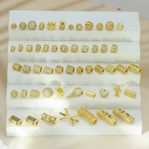 ファッションジュエリーCZビーズキュービックジルコニア18KゴールドメッキビーズコネクタスペーサージルコンジェムストーンDiyビーズジュエリー作りキット用 - Product Image 2