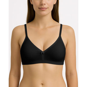 Soutien-gorge sans bretelles en coton sans couture pour femme, confortable et respirant, avec effet push-up, tailles 75B-95B, fermeture à crochet, beige - Product Image 1