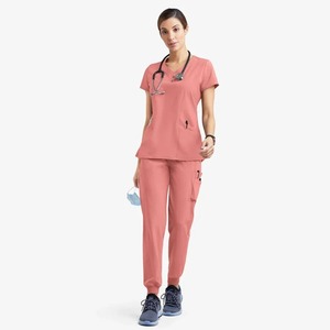 Abrigo de algodón con cuello redondo para mujer, cómodos uniformes de enfermería para ropa de trabajo de Spa para médicos y veterinarios - Product Image 1