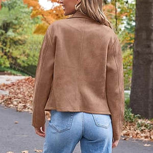 Chaqueta de cuero de mujer de Material de cuero de manga larga transpirable con estampado de logotipo personalizado de alta calidad profesional - Product Image 2