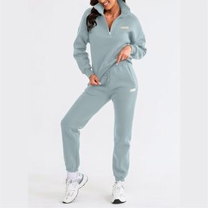 Ensemble de survêtement décontracté d'hiver pour femmes, veste et pantalon en polyester léger coupe-vent avec option de logo personnalisé - Product Image 6