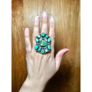 Larson Lee Sonoran Mountain <b>Ring</b> Bezel Setting with Natural Turquoise Stone Vermeil Plating <b>Boho</b> Style Size 6 for Everyday Wear - Product Image 5