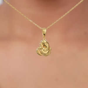 Golden Shree Ganpati <b>Fine</b> <b>Pendant</b> <b>Necklace</b> with Link Chain - Product Image 1