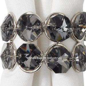 Servilleteros con cuentas de cristal dorado brillante en forma redonda para Decoración de mesa de cena de fiesta de boda servilleteros - Product Image 5