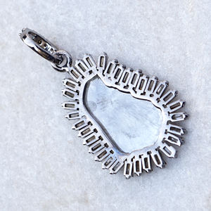 ของแข็ง925เงินปูเพชรจี้แฮนด์เมด Polki ออกซิไดซ์เครื่องประดับบาแกตของขวัญสำหรับผู้หญิง - Product Image 6