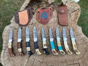 Navaja Plegable de Bolsillo de Acero de Damasco Forjada a Mano, Funda de Cuero, Grado Industrial OEM, Garantía de 3 Años, Bloqueo Trasero para Mayor Seguridad - Product Image 4