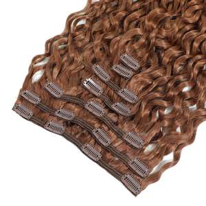 Extensions de cheveux bouclés crépus à clipser de 30 pouces 3B # 30 mèches de cheveux Remy en cuivre moyen - Product Image 4