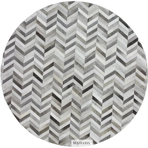 Cowhide Leather Strap <b>ROUND</b> Rug | Patchwork Cowhide <b>Round</b> Rug Hair on Leather Cowhide <b>Carpet</b> Grey Handmade Rug Home Decor - Product Image 1