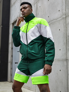 À la mode Vert Casual Poche OEM ODM Extérieur Respirant Coupe-Vent 2 Pièces Pantalon Pantalon Set up Zip Hommes Veste - Product Image 6