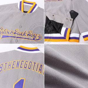 Custom Logo Men's <b>Vintage</b> College <b>Varsity</b> Baseball <b>Jacket</b> with Leather Sleeves Stand Collar and Embroidery - Product Image 6