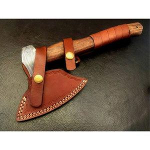Custom Handmade <b>Viking</b> <b>Axe</b> with Engraved Carbon Steel Head & Leather Sheath Outdoor Camping & Gift <b>Axe</b> - Product Image 4
