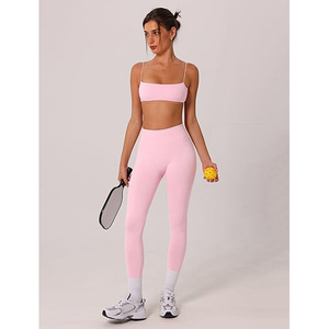 Conjuntos de Yoga, Leggings de Cintura Alta con Elástico Frontal, Sujetador Deportivo a Juego, 2 Piezas, Sin Costuras, Elásticos, Transpirables, Ropa Deportiva para Mujer - Product Image 3