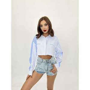 Camisa de Popelina Azul 7081 con Top Corto, Elemento de Moda - Product Image 5