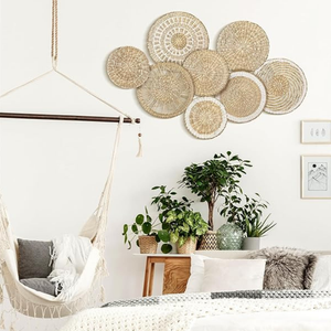 Vietnam Wholesale Bohemian Rustic Farmhouse Woven Seagrass <b>Wall</b> Decor <b>Basket</b> Set Boho <b>Wall</b> <b>Hanger</b> Accent Hanging Decor - Product Image 2