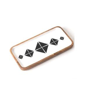 Plateaux de service en bois naturel au look classique avec impression émaillée pour le petit-déjeuner, le thé, le dessert, le rangement, le plateau à café au meilleur prix - Product Image 6