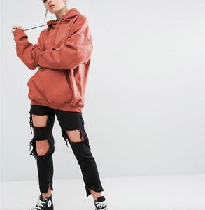 เสื้อฮู้ดผู้หญิงเสื้อสเวตเตอร์แบบสวมหัวพิมพ์ลายนูนออกแบบไหล่ตกโลโก้ได้ตามต้องการสไตล์สตรีทแวร์ใส่ได้ทั้งชายและหญิง - Product Image 3