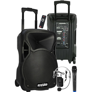 Lastvoice LS-P1915EH 15-Inch 1200W Portable PA Sound System with <b>Wireless</b> Headset <b>Microphone</b> 5000-8000mAh Battery Remote Control - Product Image 2